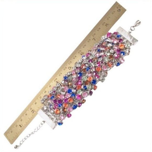 Rhinestone Bracelet Multicolor Mesh Super Blingy Bracelet - Picture 9 of 12